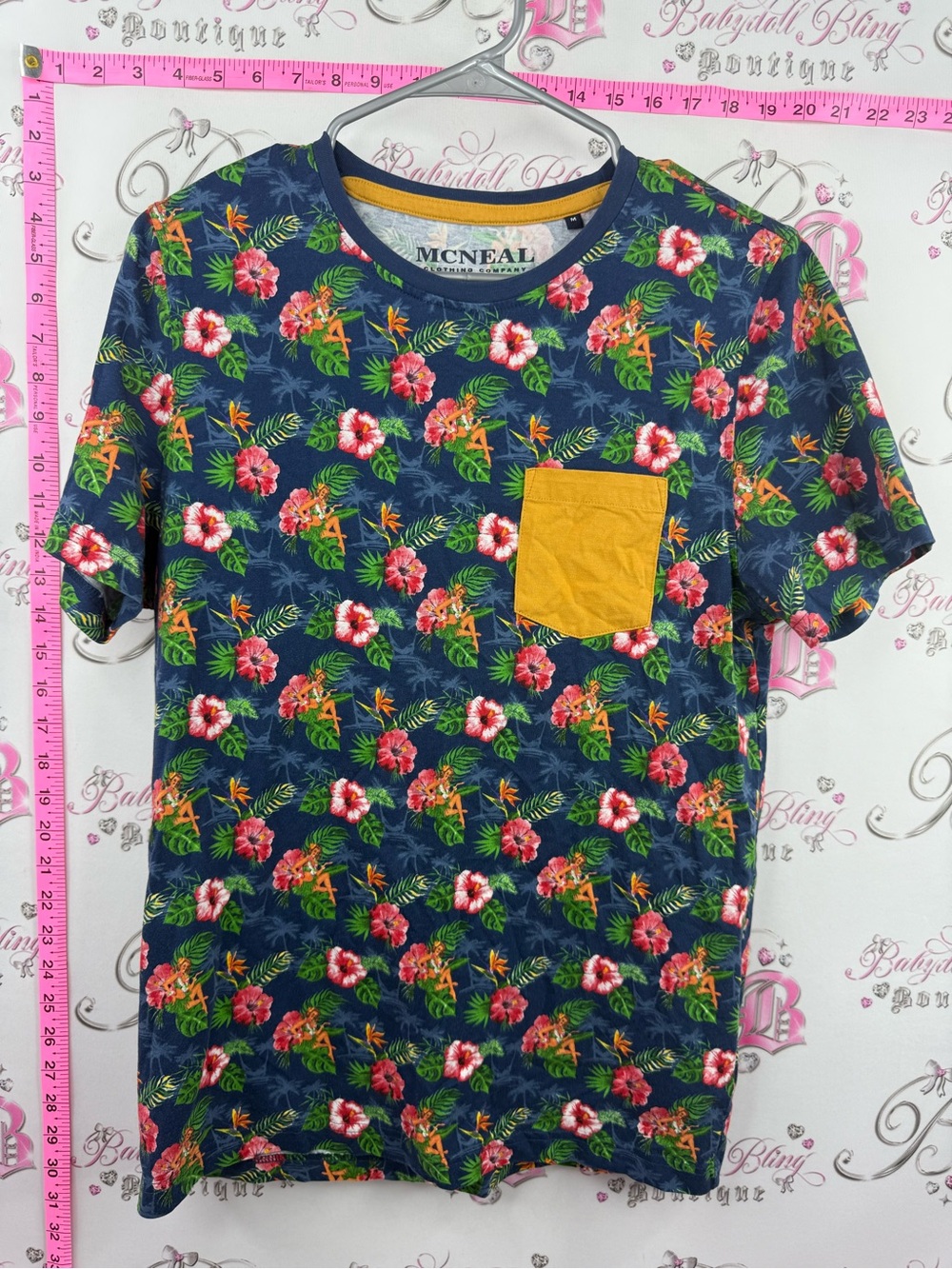 McNeal tshirt tiki Navy Floral Short-Sleeve Tee with Mustard Pocket